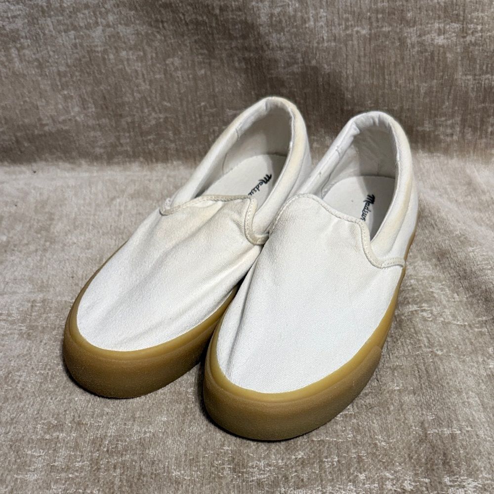 Madewell White Canvas Low Top Sidewalk Sneakers